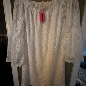 Lilly Pulitzer White Lace 'Nevie' Dress - Swirling Leaf Lace